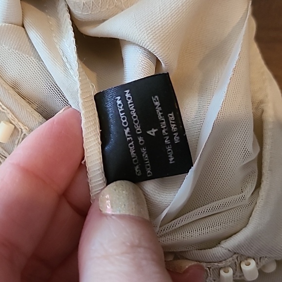 🌟Host Pick🌟 Josie Natori "Cam" Tan Embellished Sheath Dress with Beading - Picture 10 of 13